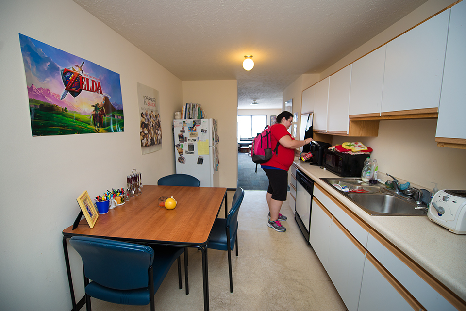 Kitchen facing living room.