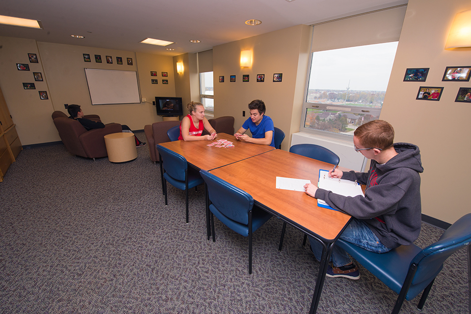 Lounge in Wilkins Hall.